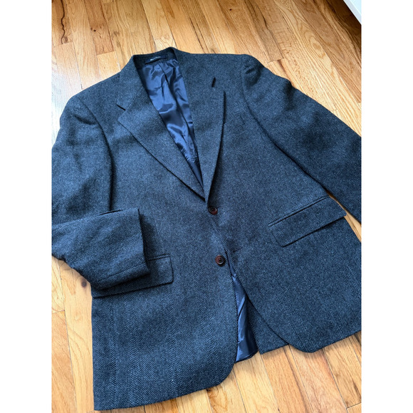Ralph Lauren Mens 40R Tweed Blazer Jacket Navy Blue Herringbone Canada